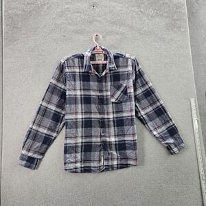 MBX Men Button Up Shirt X LARGE Blue Plaid Flannel Shirt Long Sleeve